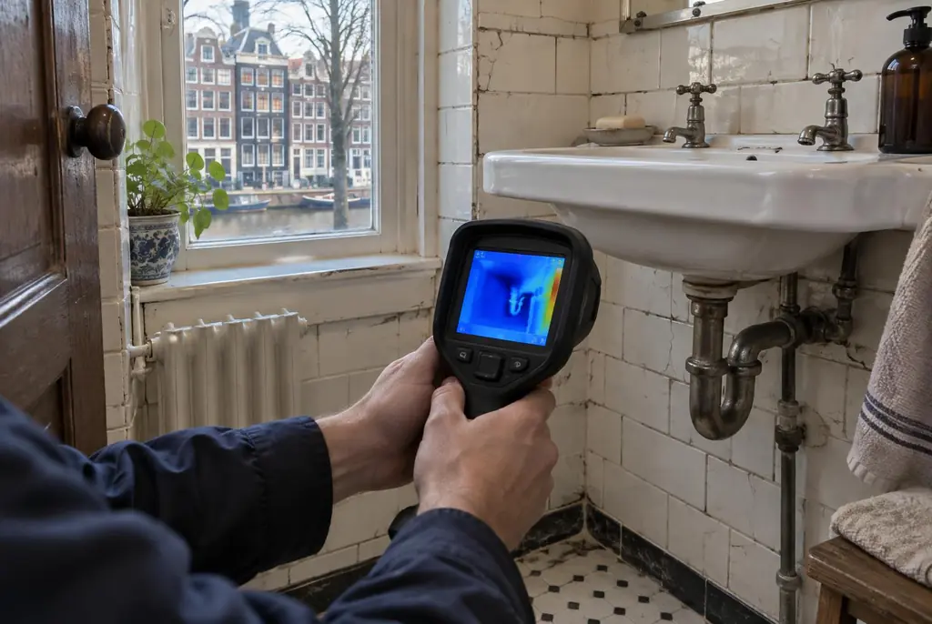 Lekdetectie Werkhoven – badkamer met oude leidingen achter de tegels