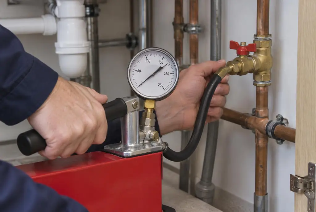 Lekdetectie Werkhoven – druktest op een waterleiding met een manometer