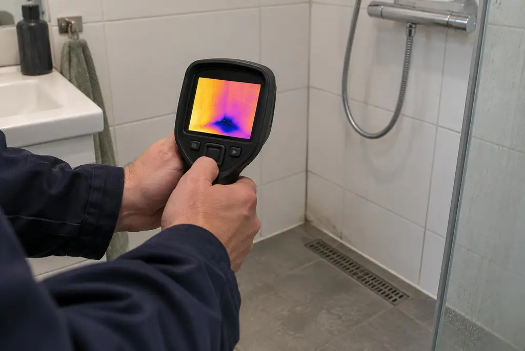 Lekdetectie Werkhoven – lekdetectiespecialist met warmtebeeldcamera in een badkamer
