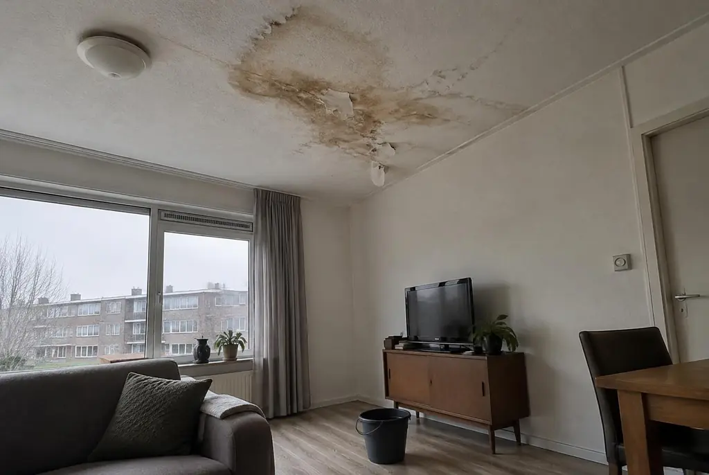 Lekdetectie Werkhoven – vochtplek op het plafond onder een badkamer